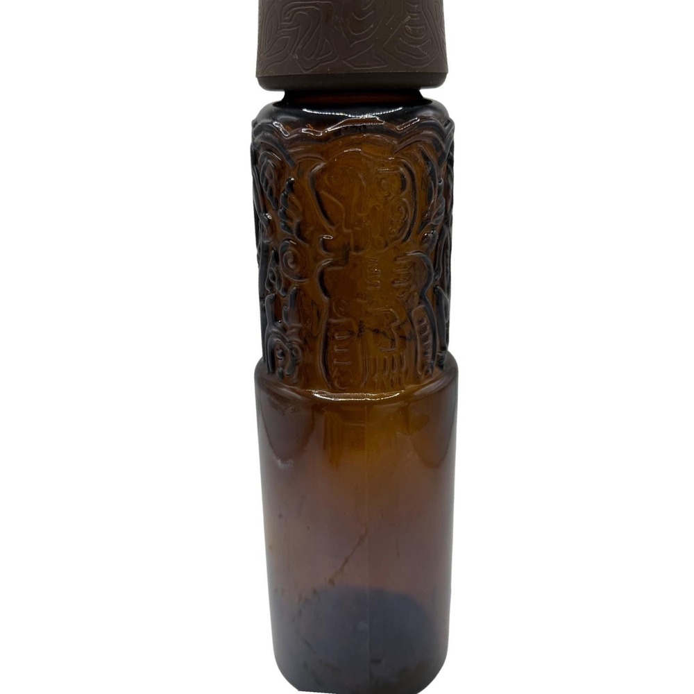 Vintage Heublein Amber Glass Tiki Totem Liquor Bottle Decanter with Cap Brown - Picture 6 of 11